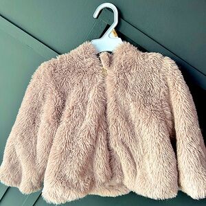 Furry pink coat, size 24 months